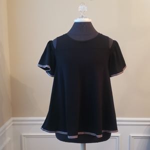 Cupio Black Short Sleeve cold shoulder Top New WT